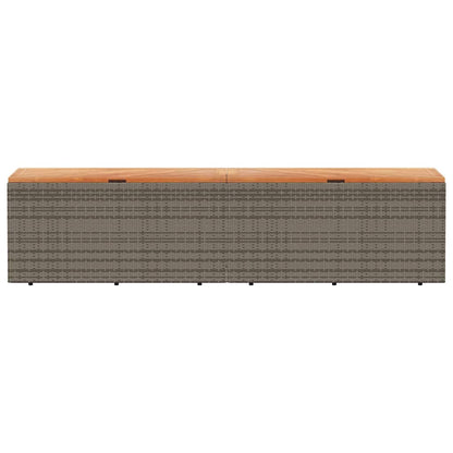 Gartentruhe Grau 220x50x54 cm Poly Rattan Akazienholz