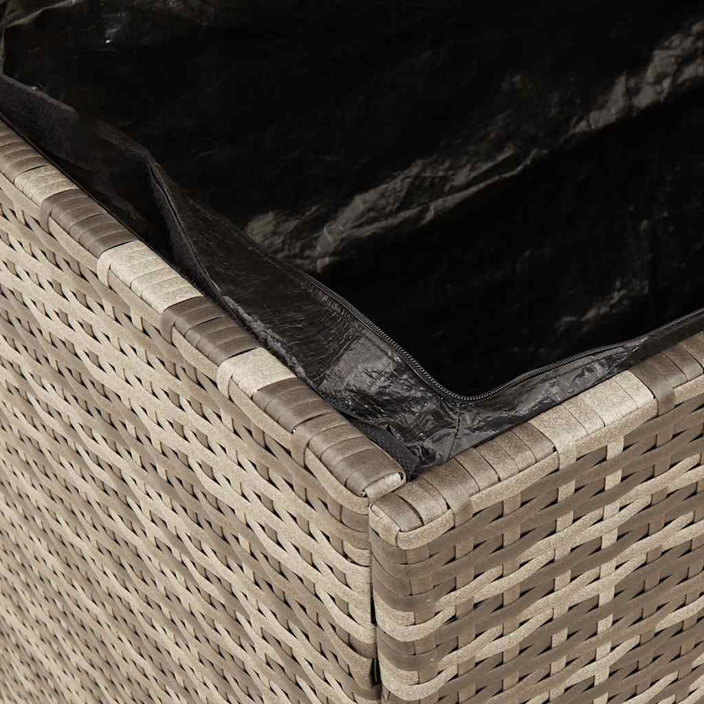 Gartentruhe Grau 220x50x54 cm Poly Rattan Akazienholz