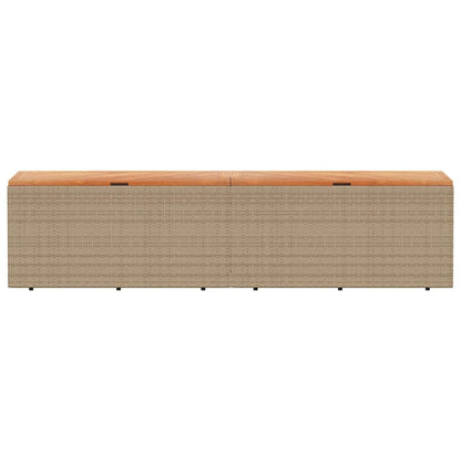 Gartentruhe Beige 220x50x54 cm Poly Rattan Akazienholz