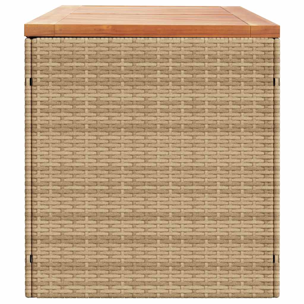 Gartentruhe Beige 220x50x54 cm Poly Rattan Akazienholz