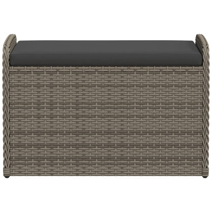Sitzbank mit Stauraum & Kissen Grau 80x51x52 cm Poly Rattan