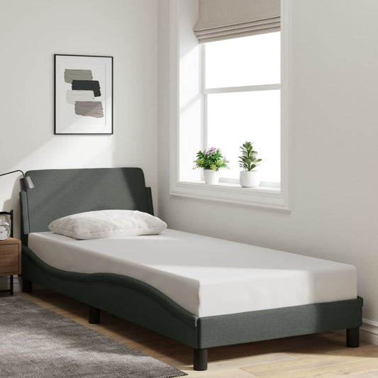 Bed frame without mattress dark grey 80x200 cm fabric