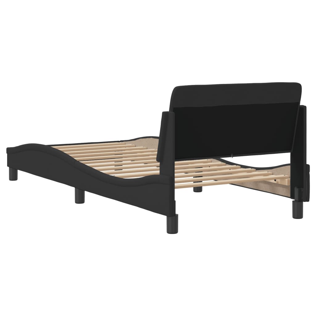 Bed frame with headboard without mattress Black 80x200 cm fabric