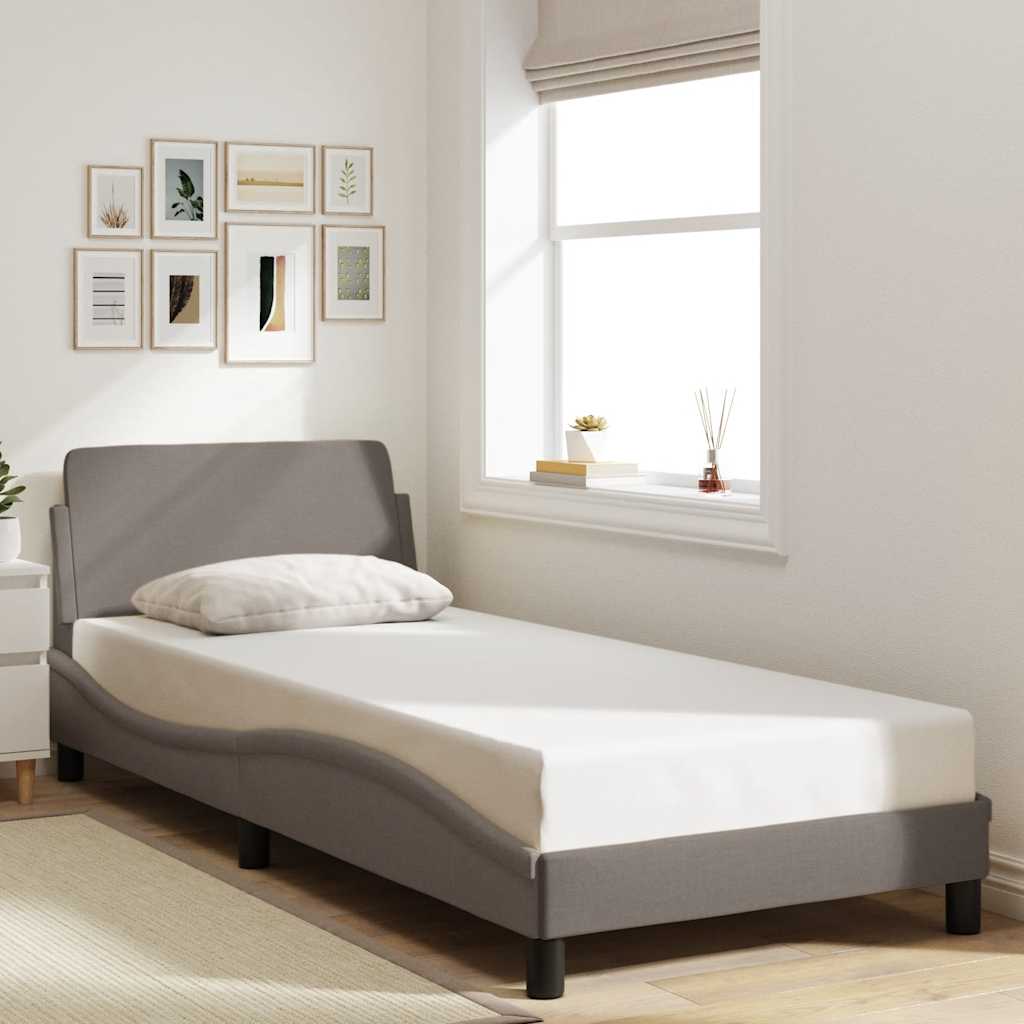 Bettgestell mit Kopfteil "Dover" Taupe 80x200 cm Stoff
