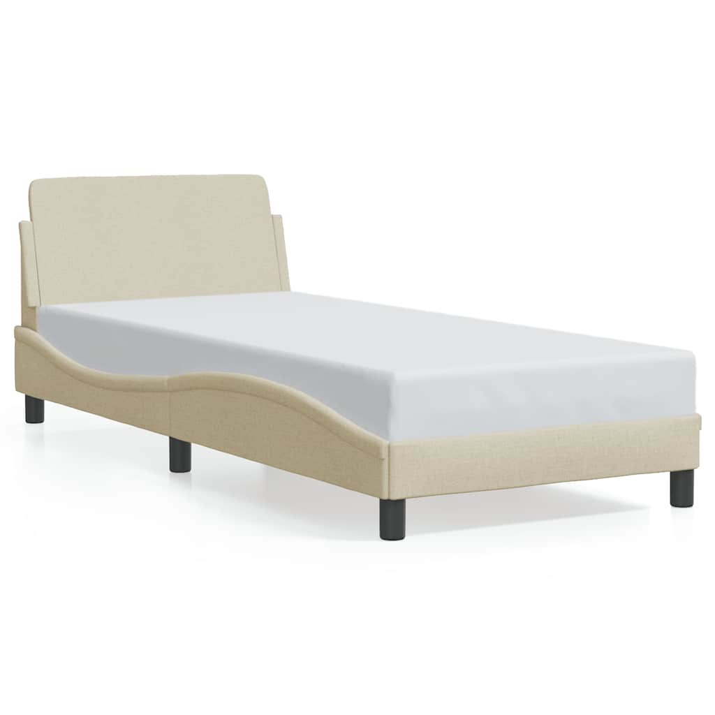 Bettgestell mit Kopfteil "Dover" Creme 80x200 cm Stoff
