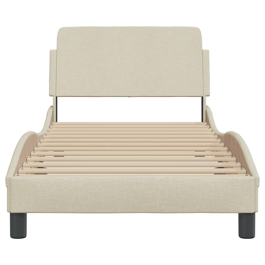 Bettgestell mit Kopfteil "Dover" Creme 80x200 cm Stoff