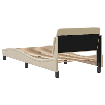 Bettgestell mit Kopfteil "Dover" Creme 80x200 cm Stoff