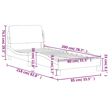 Bettgestell "Dover" Hellgrau 80x200 cm Samt
