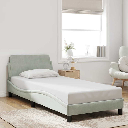 Bed frame without mattress light grey 80x200 cm velvet