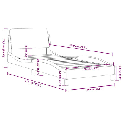 Bettgestell "Dover" Dunkelgrau 80x200 cm Samt