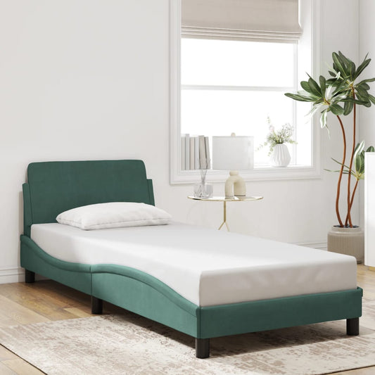 Bed frame without mattress dark green 80x200 cm velvet