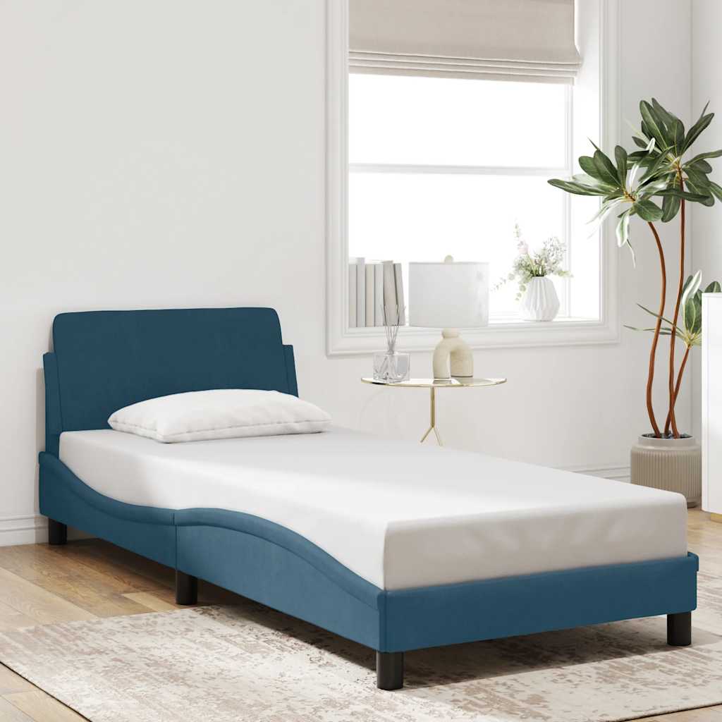 Bettgestell mit Kopfteil "Dover" Blau 80x200 cm Samt