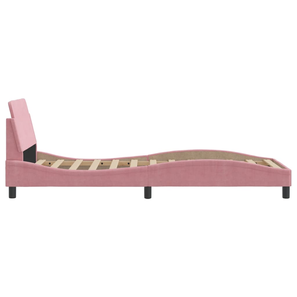 Bed frame with headboard without mattress pink 80x200 cm velvet