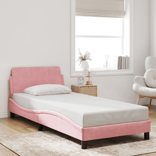Bed frame with headboard without mattress pink 80x200 cm velvet