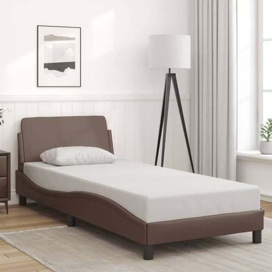 Bed frame with headboard brown 80x200 cm artificial leather