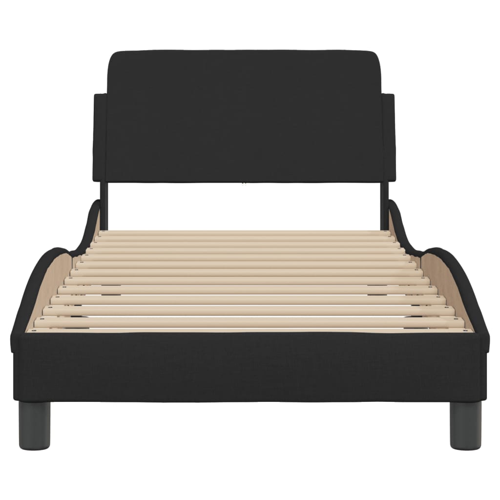 Bed frame with headboard without mattress Black 90x190 cm fabric