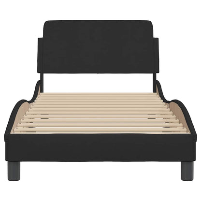 Bettgestell mit Kopfteil "Dover" Schwarz 90x190 cm Stoff