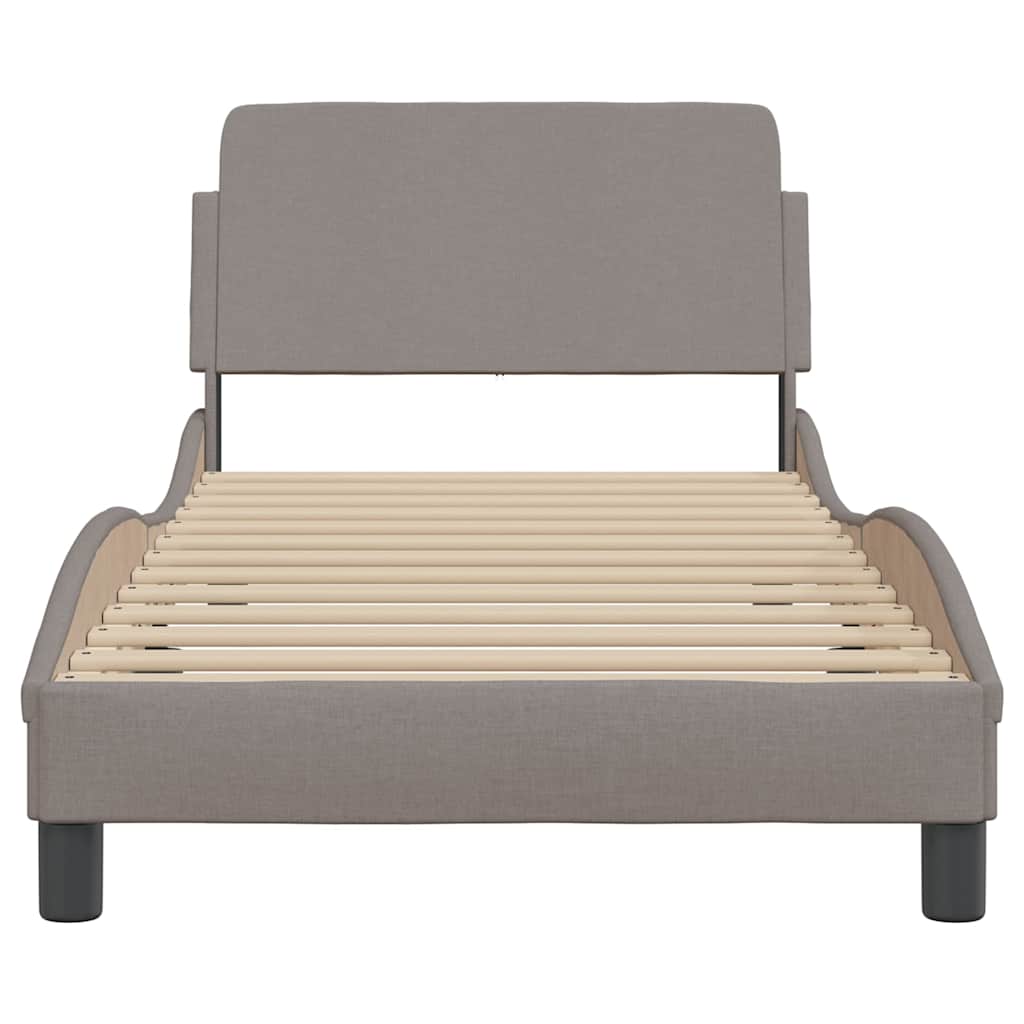Bettgestell mit Kopfteil "Dover" Taupe 90x190 cm Stoff
