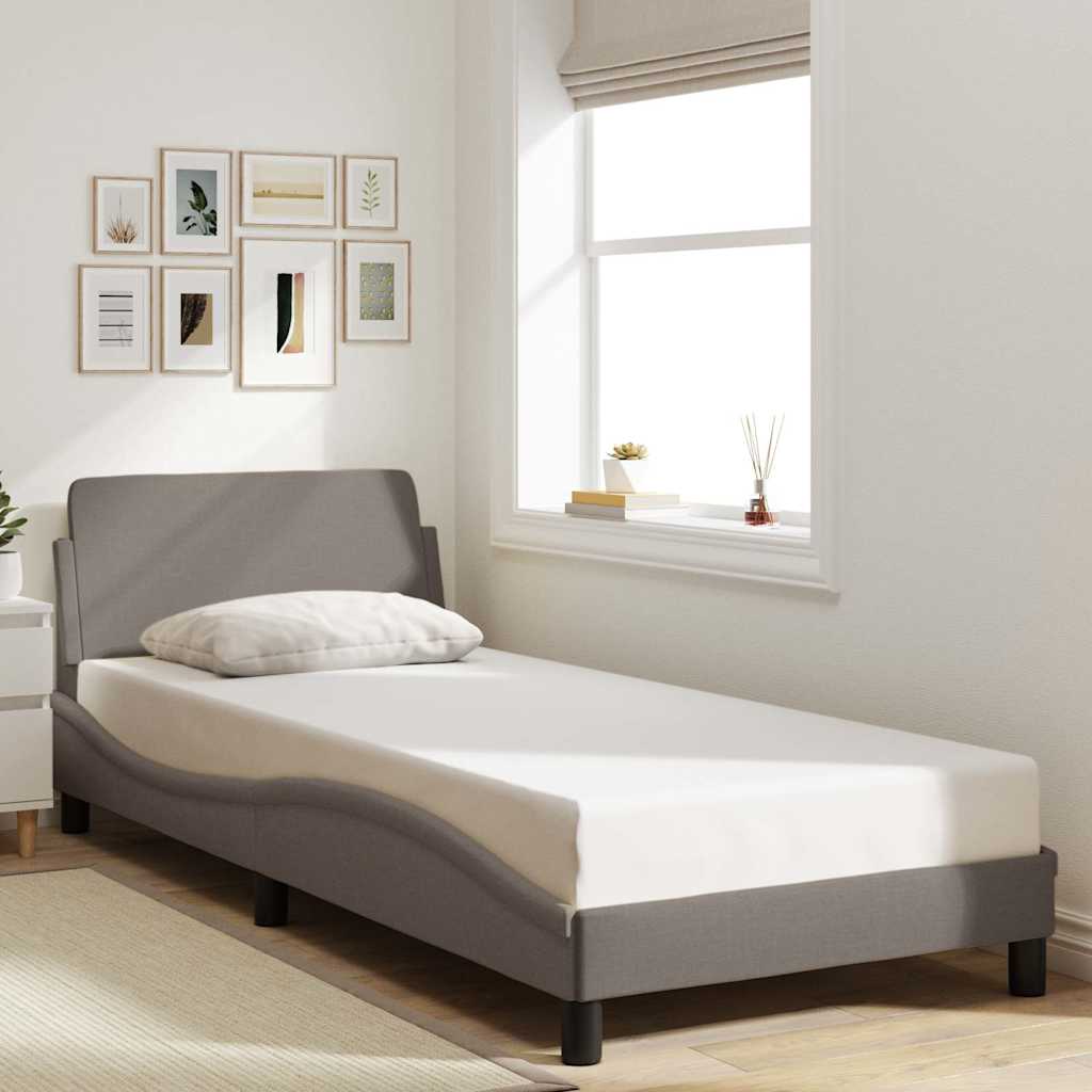 Bettgestell mit Kopfteil "Dover" Taupe 90x190 cm Stoff