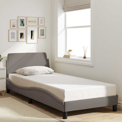 Bettgestell mit Kopfteil "Dover" Taupe 90x190 cm Stoff