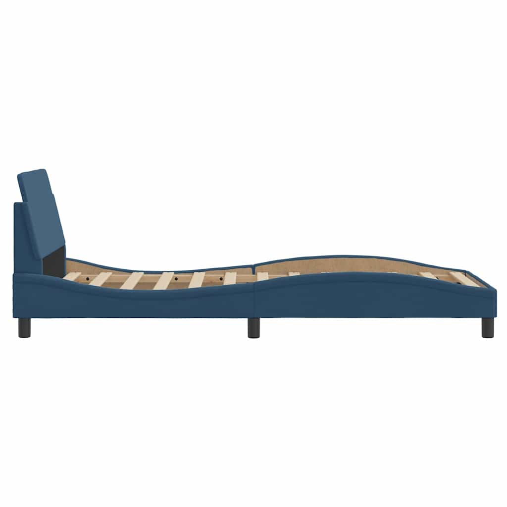 Bettgestell mit Kopfteil "Dover" Blau 90x190 cm Stoff