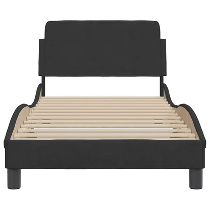 Bettgestell mit Kopfteil "Dover" Schwarz 90x190 cm Samt