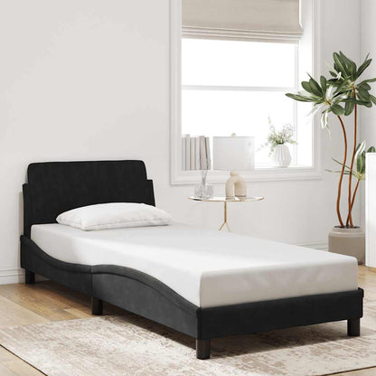Bettgestell mit Kopfteil "Dover" Schwarz 90x190 cm Samt