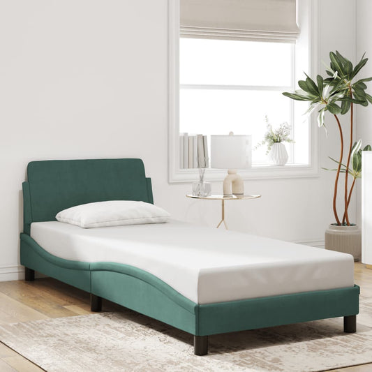 Bed frame without mattress dark green 90x190 cm velvet