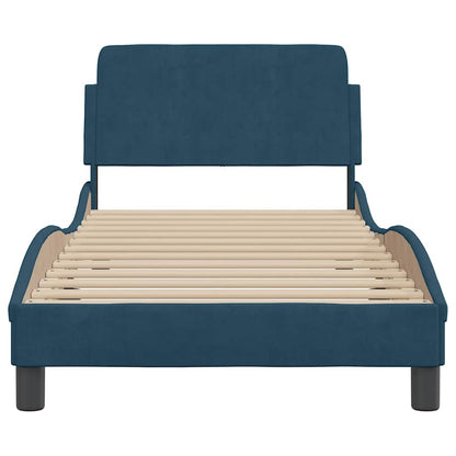 Bettgestell mit Kopfteil "Dover" Blau 90x190 cm Samt