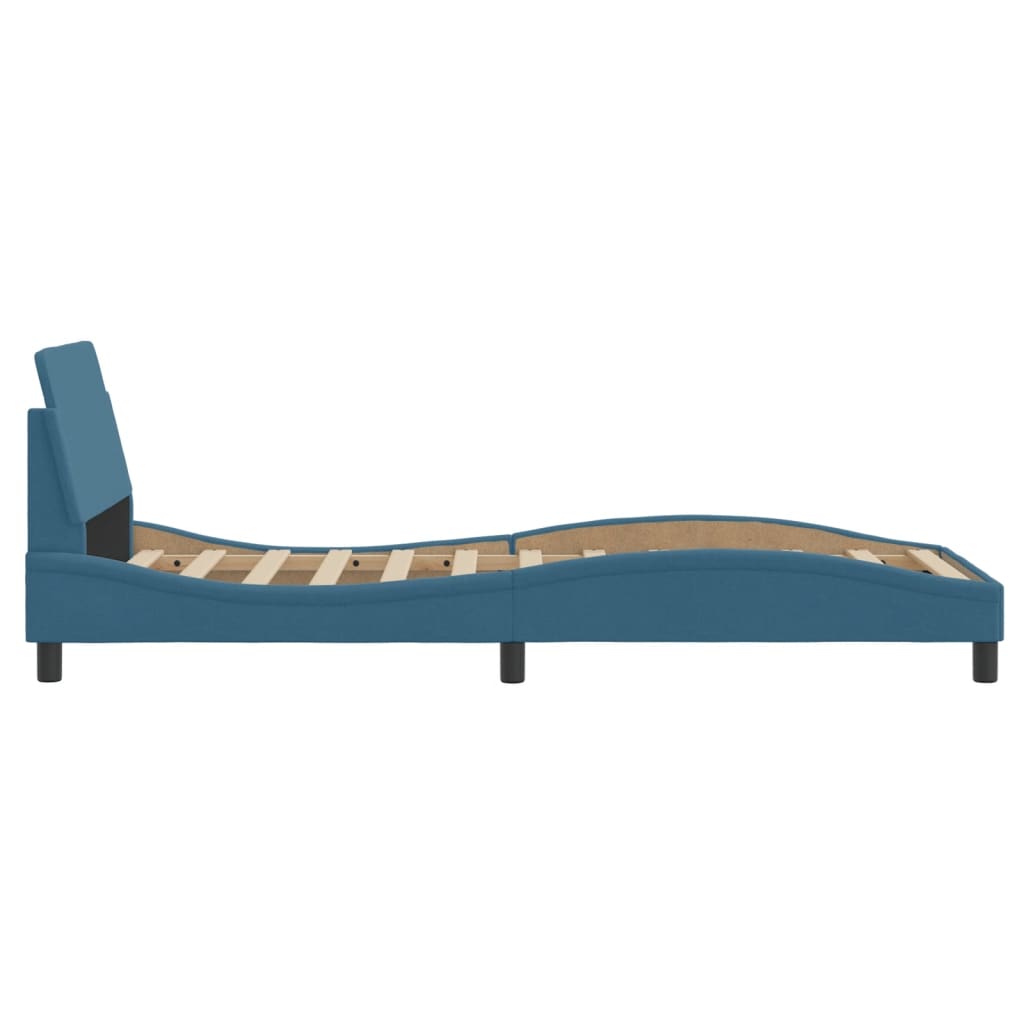 Bed frame with headboard blue 90x190 cm velvet