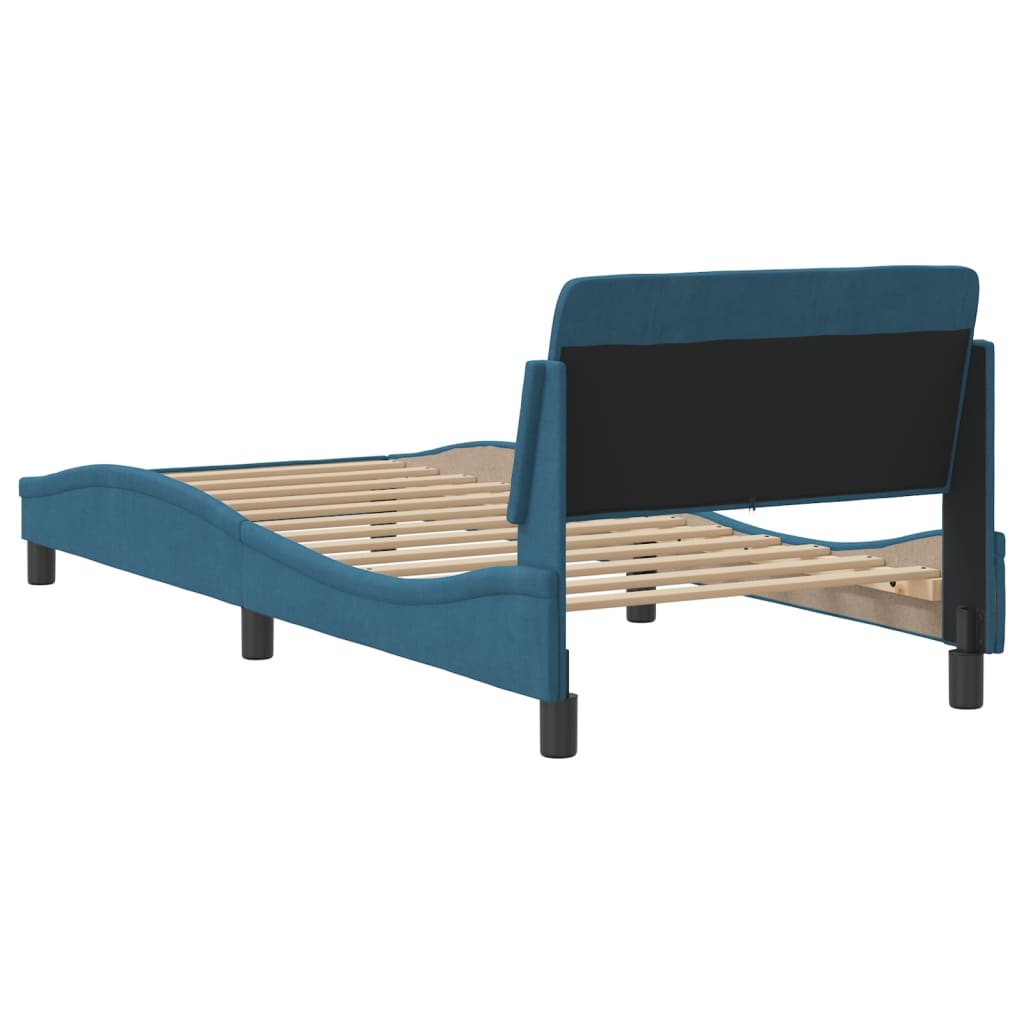 Bed frame with headboard blue 90x190 cm velvet