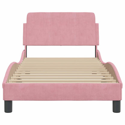 Bettgestell mit Kopfteil "Dover" Rosa 90x190 cm Samt