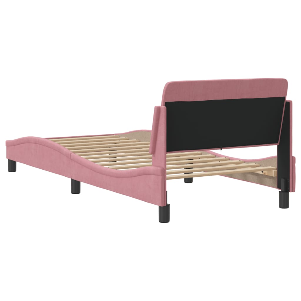 Bed frame with headboard without mattress pink 90x190 cm velvet