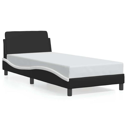 Bettgestell "Dover" Schwarz und Weiß 90x190 cm Kunstleder