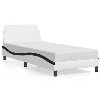 Bettgestell "Dover" Weiß und Schwarz 90x190 cm Kunstleder