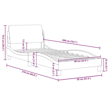 Bettgestell "Dover" Hellgrau 90x200 cm Stoff