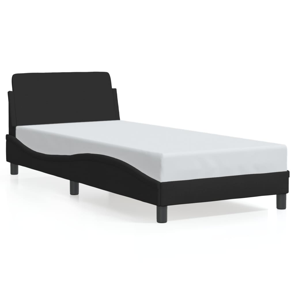 Bed frame with headboard without mattress Black 90x200 cm fabric