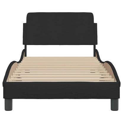 Bettgestell mit Kopfteil "Dover" Schwarz 90x200 cm Stoff