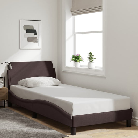 Bed frame without mattress dark brown 90x200 cm fabric