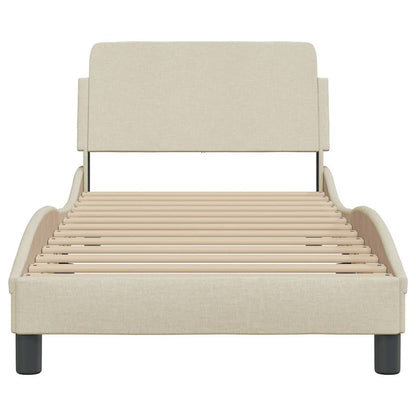Bettgestell mit Kopfteil "Dover" Creme 90x200 cm Stoff