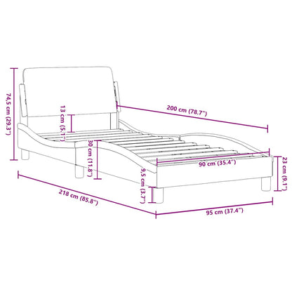 Bettgestell mit Kopfteil "Dover" Creme 90x200 cm Stoff