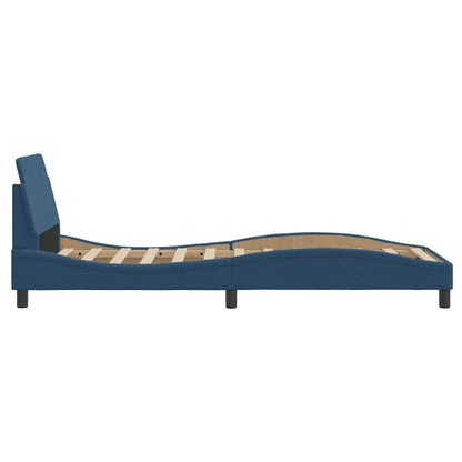 Bettgestell mit Kopfteil "Dover" Blau 90x200 cm Stoff