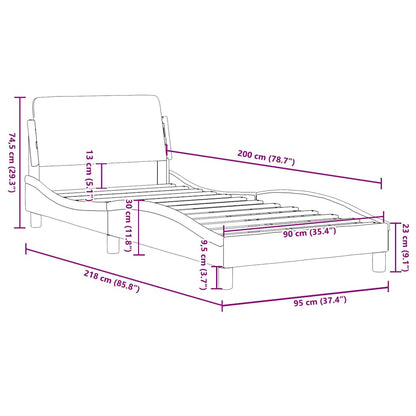 Bettgestell "Dover" Hellgrau 90x200 cm Samt