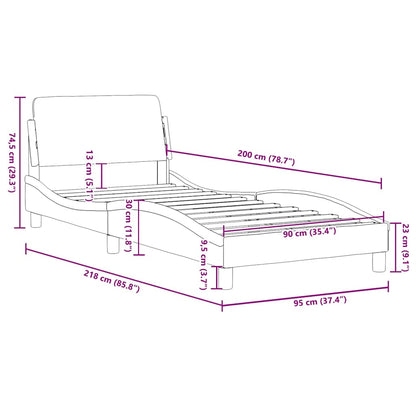 Bettgestell "Dover" Dunkelgrau 90x200 cm Samt