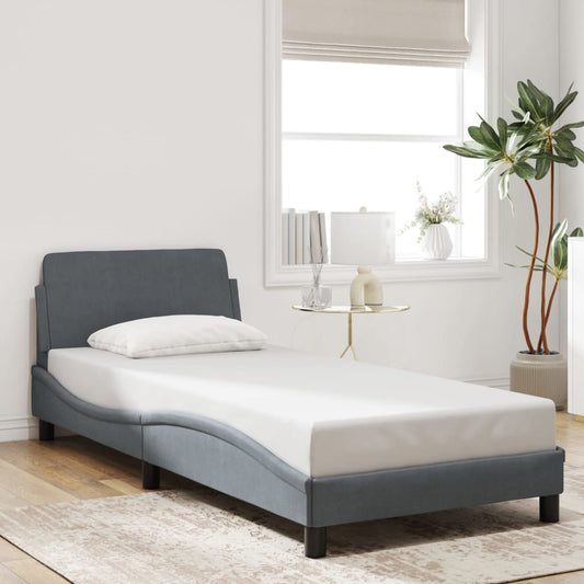 Bed frame without mattress dark grey 90x200 cm velvet