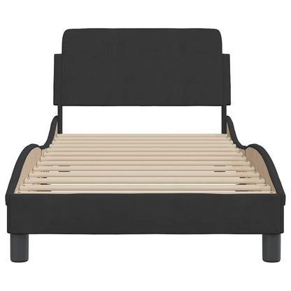 Bettgestell mit Kopfteil "Dover" Schwarz 90x200 cm Samt