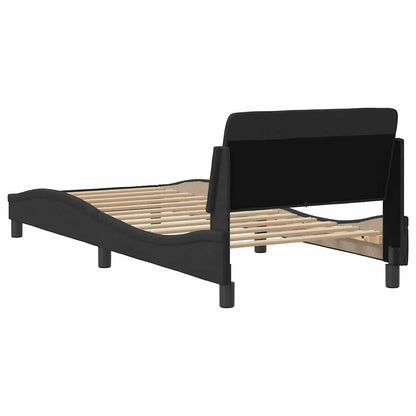 Bettgestell mit Kopfteil "Dover" Schwarz 90x200 cm Samt