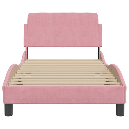 Bettgestell mit Kopfteil "Dover" Rosa 90x200 cm Samt