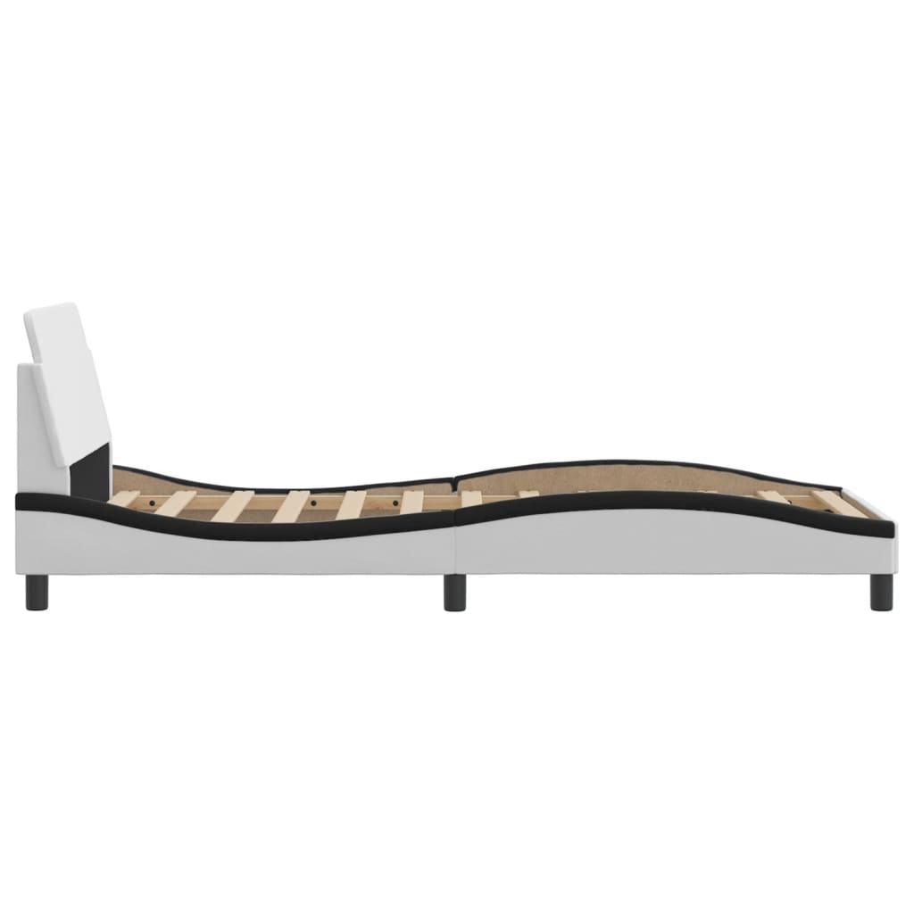 Bed frame with headboard white and black 90x200 cm artificial leather