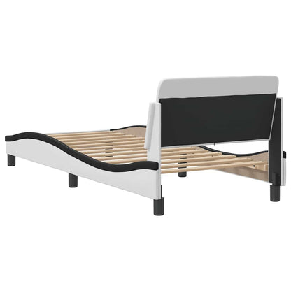 Bettgestell "Dover" Weiß und Schwarz 90x200 cm Kunstleder